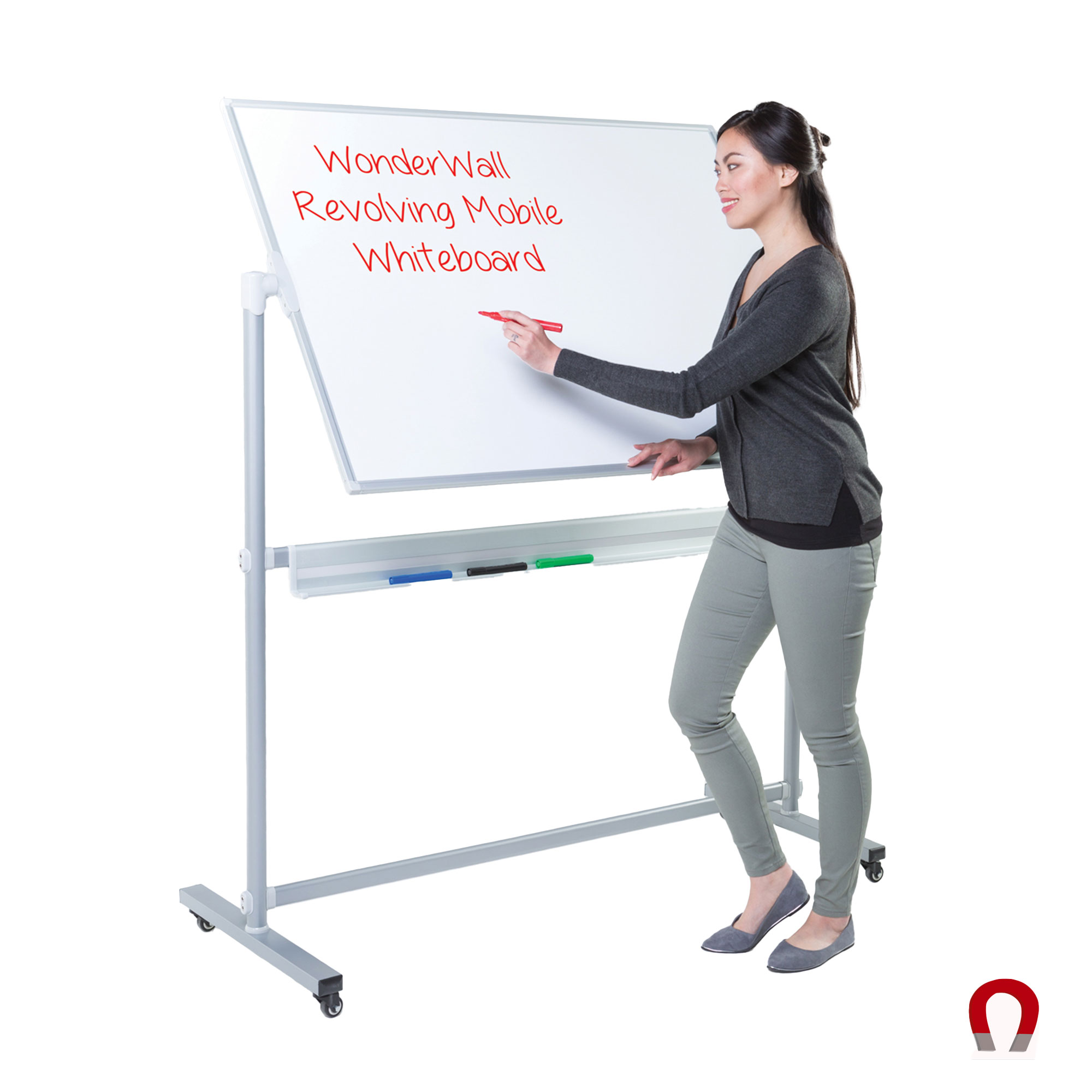 Double-Sided Magnetic Revolving Mobile Whiteboard