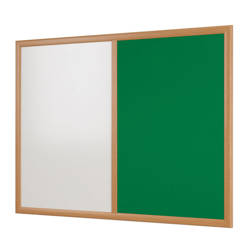 Eco- Friendly Dual Noticeboard with Deluxe Light Oak Effect Frame