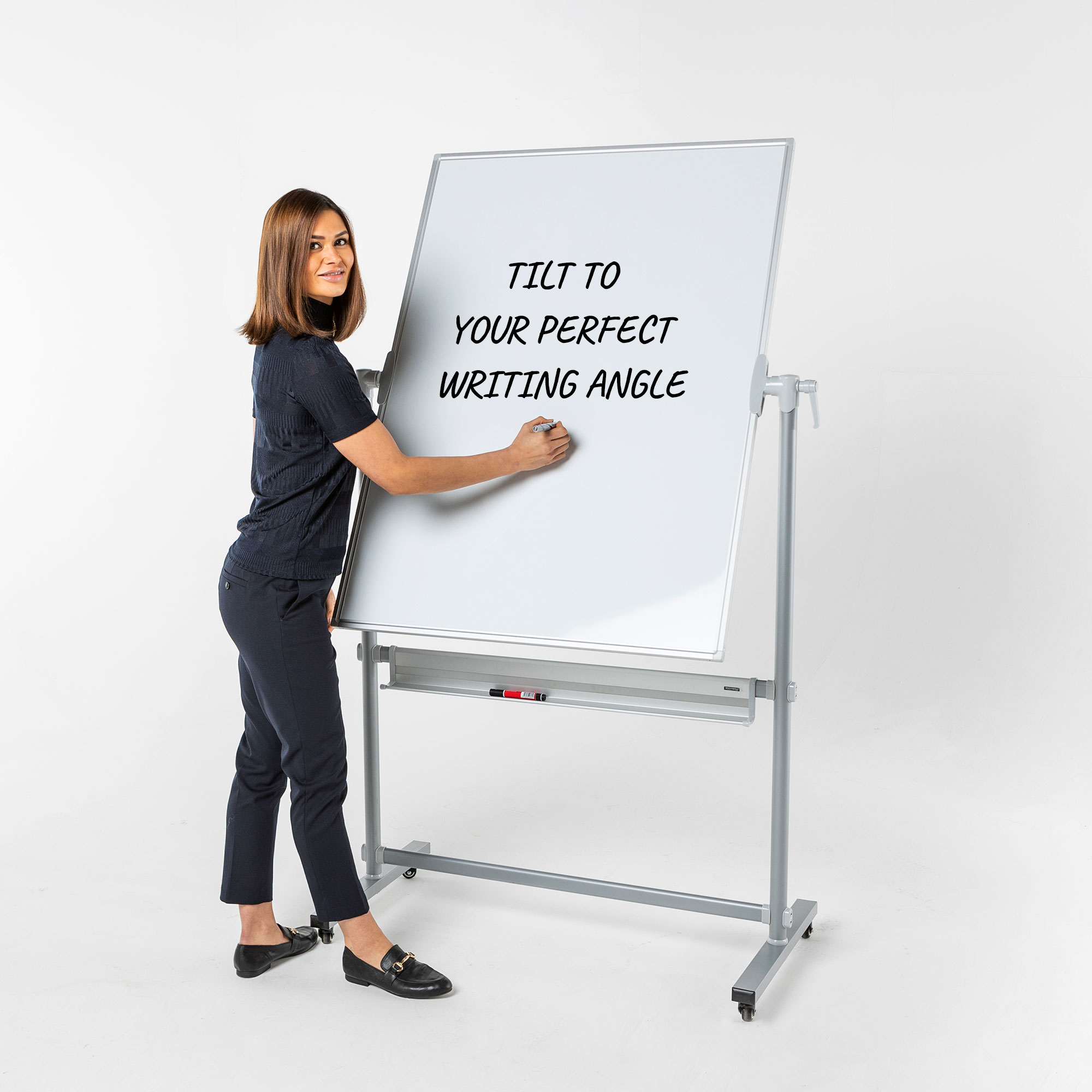 Double-Sided Laminate Non - Magnetic Revolving Mobile Whiteboard