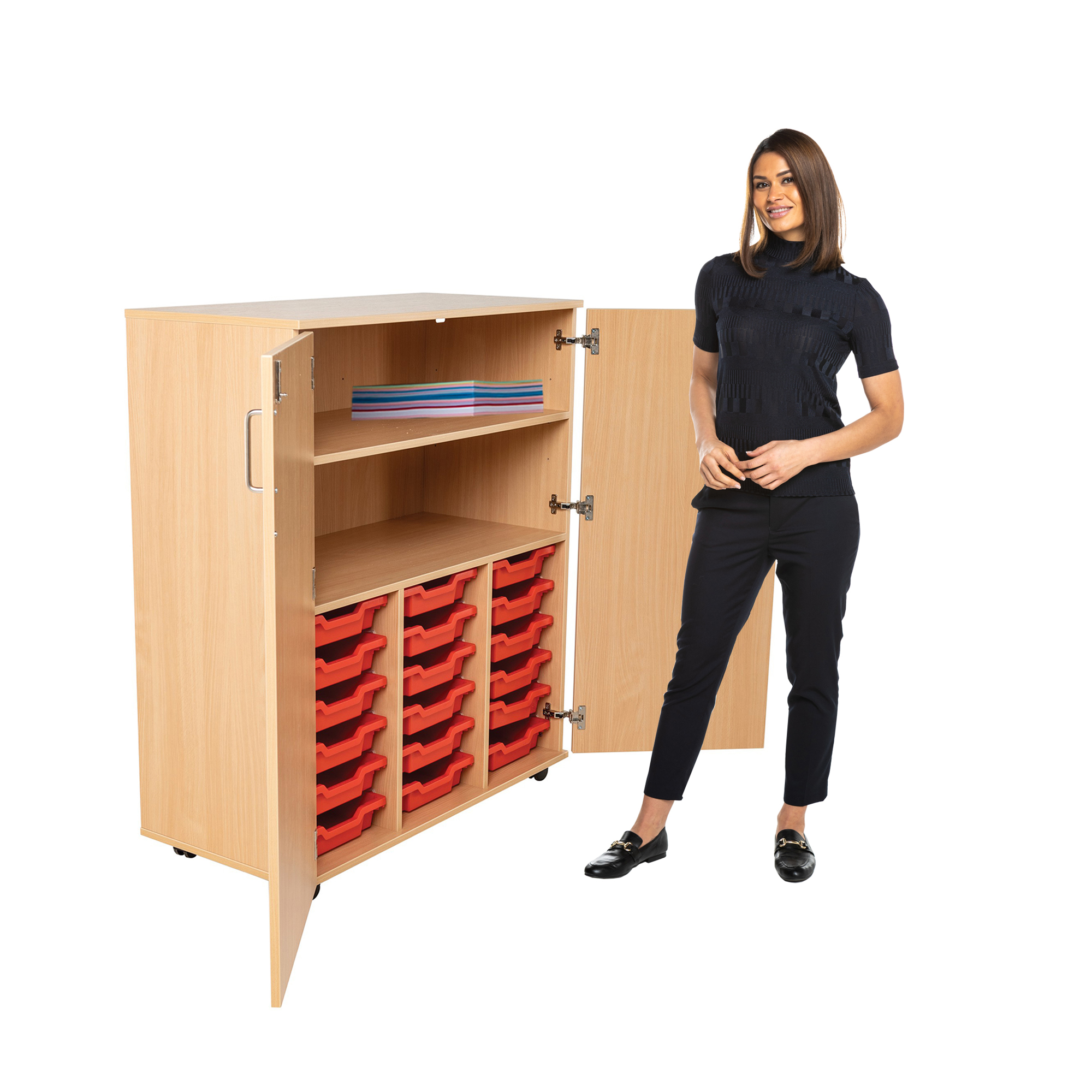 Medium Cabinet with Shallow Trays and Doors