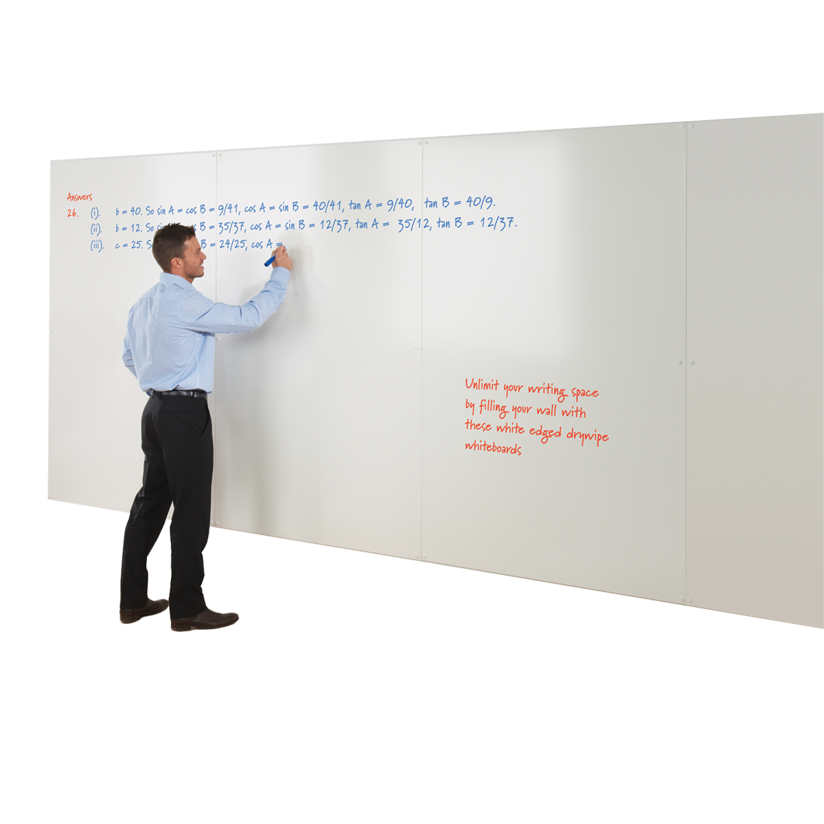 Write-on ®  Non - Magnetic Whiteboard wall white edge