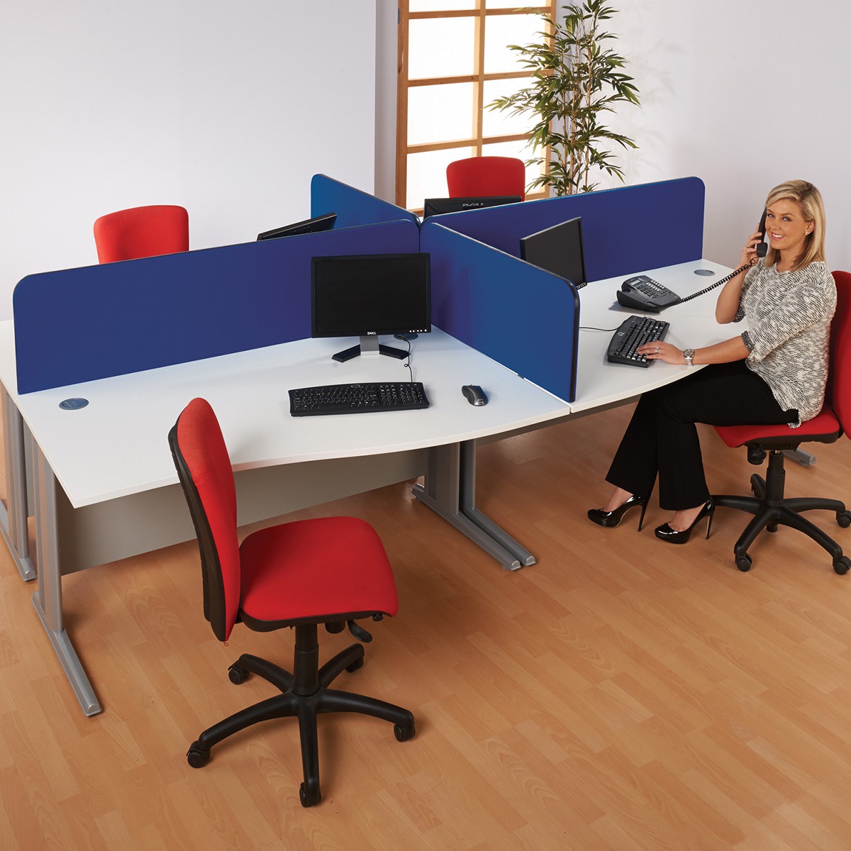Curved Desk Screen - Woven Cloth 