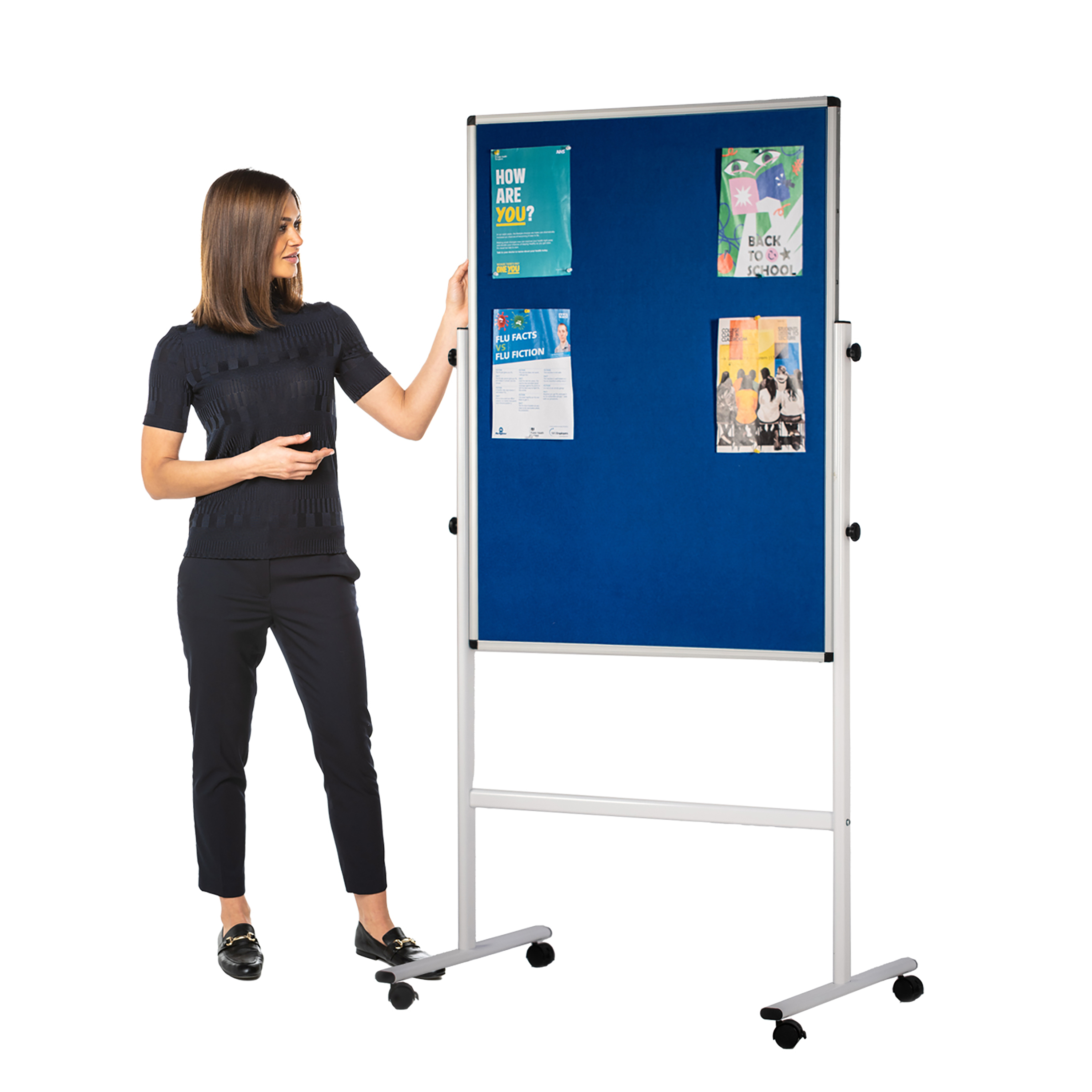 Antifade Height - adjustable Double -sided Mobile Noticeboard 